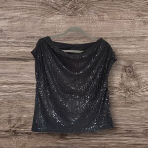 Elegant Black Sequin Top